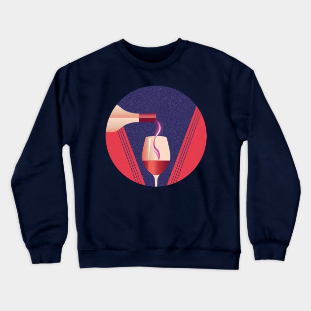 Art deco wine glass and bottle Crewneck Sweatshirt by AnnArtshock